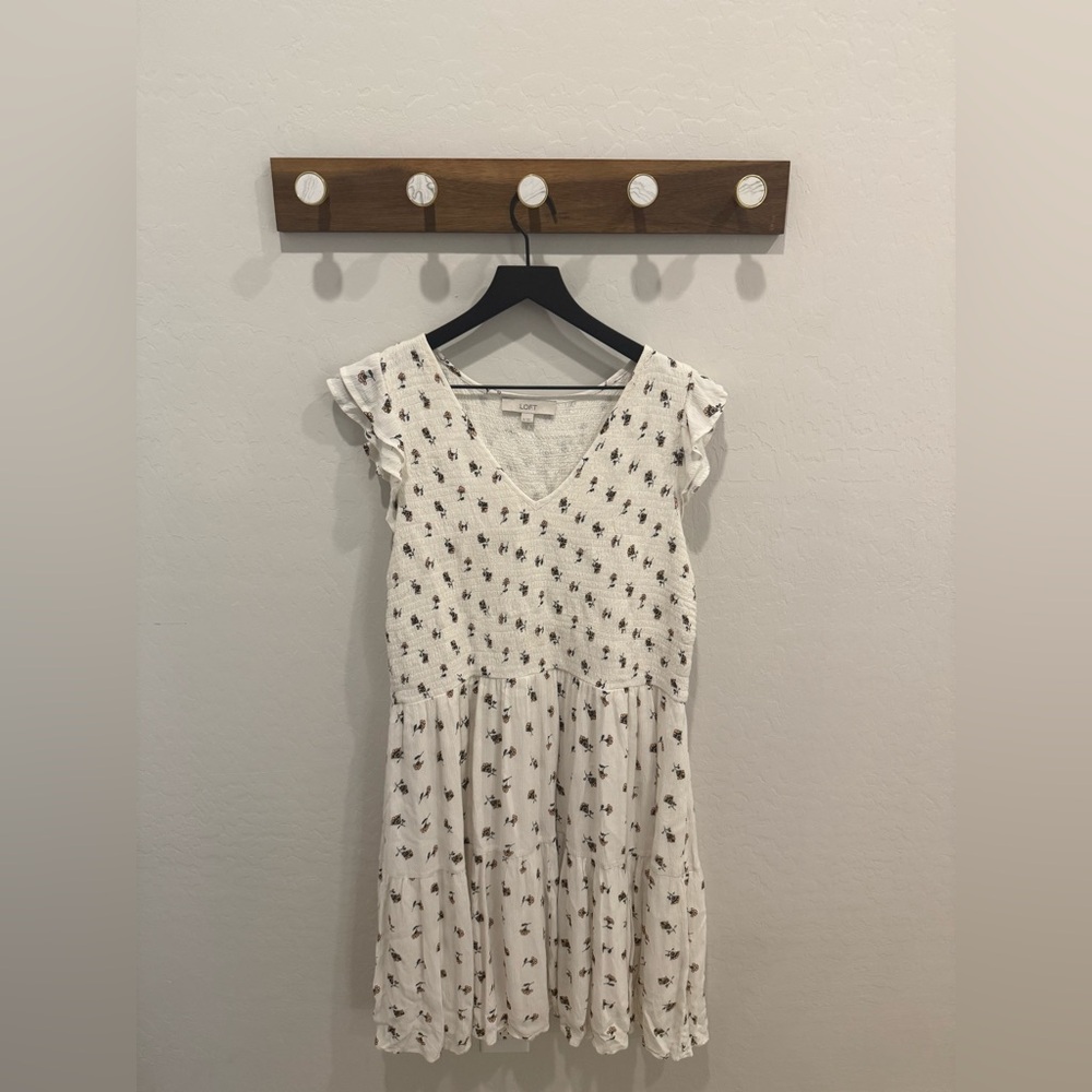 LOFT White Floral Dress